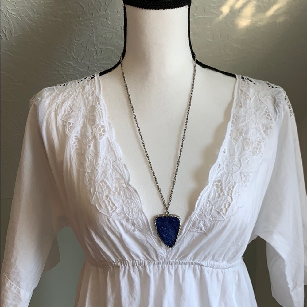 V cut White Cotton Blouse